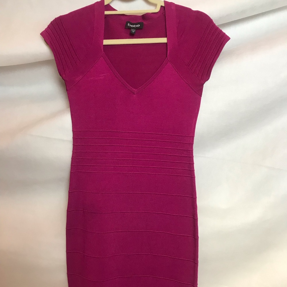 Bebe Medium Hot Pink Stretch Dress